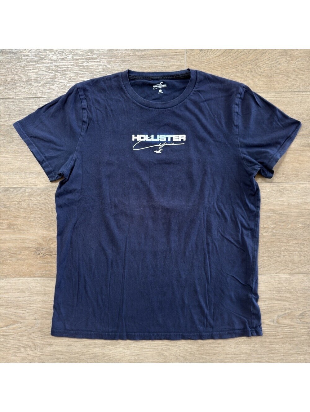 Y2K Hollister Seagull Logo Graphic T Shirt Men’s L Navy Blue Surf Tee McBling